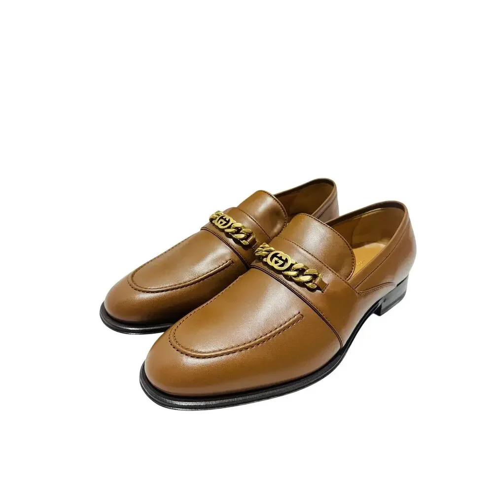 Gucci Chain Interlocking GG 9.5/ US 10 Loafer Brown Italian  display picture 1